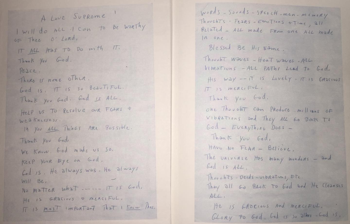 John Coltrane – A Love Supreme [his own handwriting]