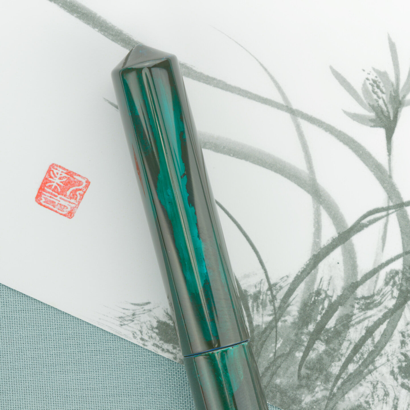Tamenuri Studio Blue in Green with Japanese style postcard