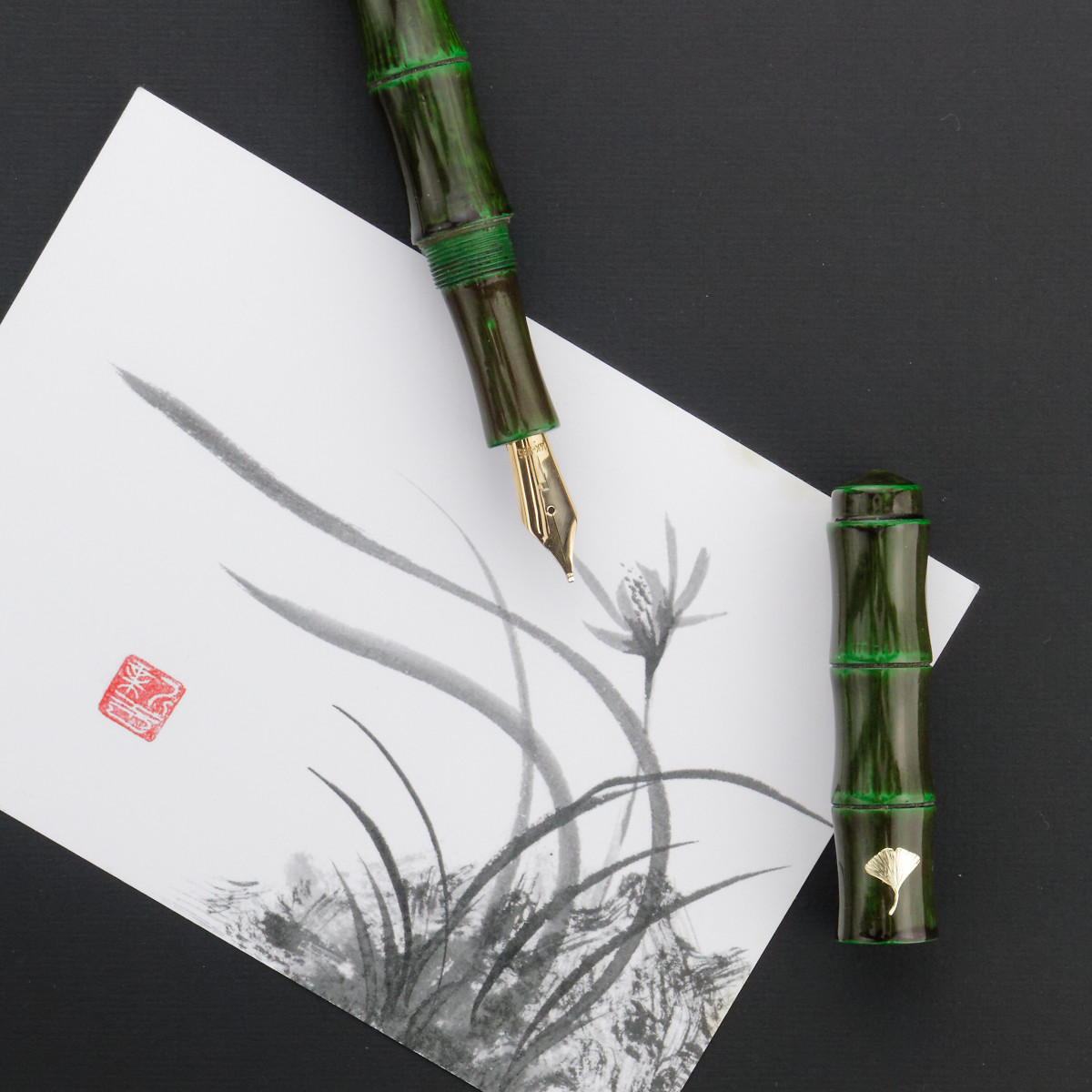 Penmeester.be Bamboo with Japanese style postcard
