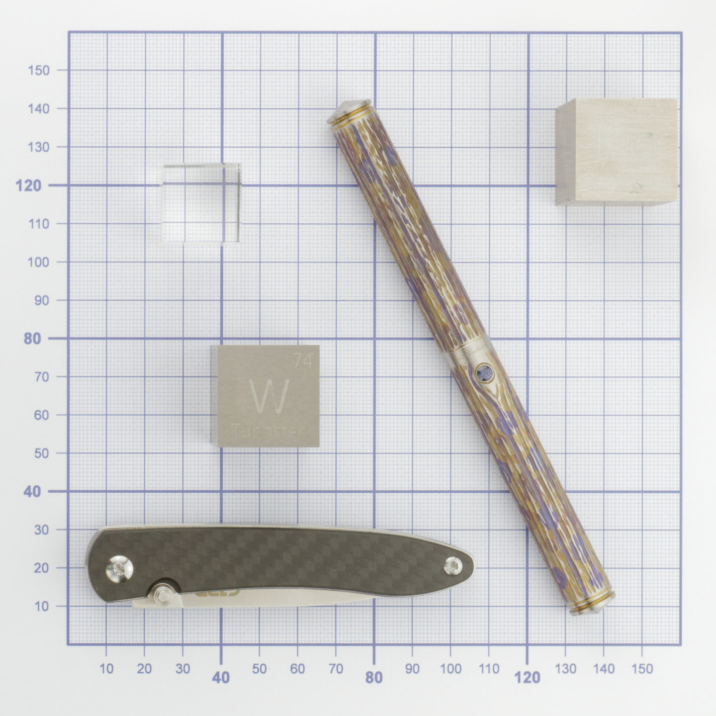 Elements Magnesium, Tungsten, Iron, Chrome, Carbon, Silicon and Oxygen but first and foremost Titanium