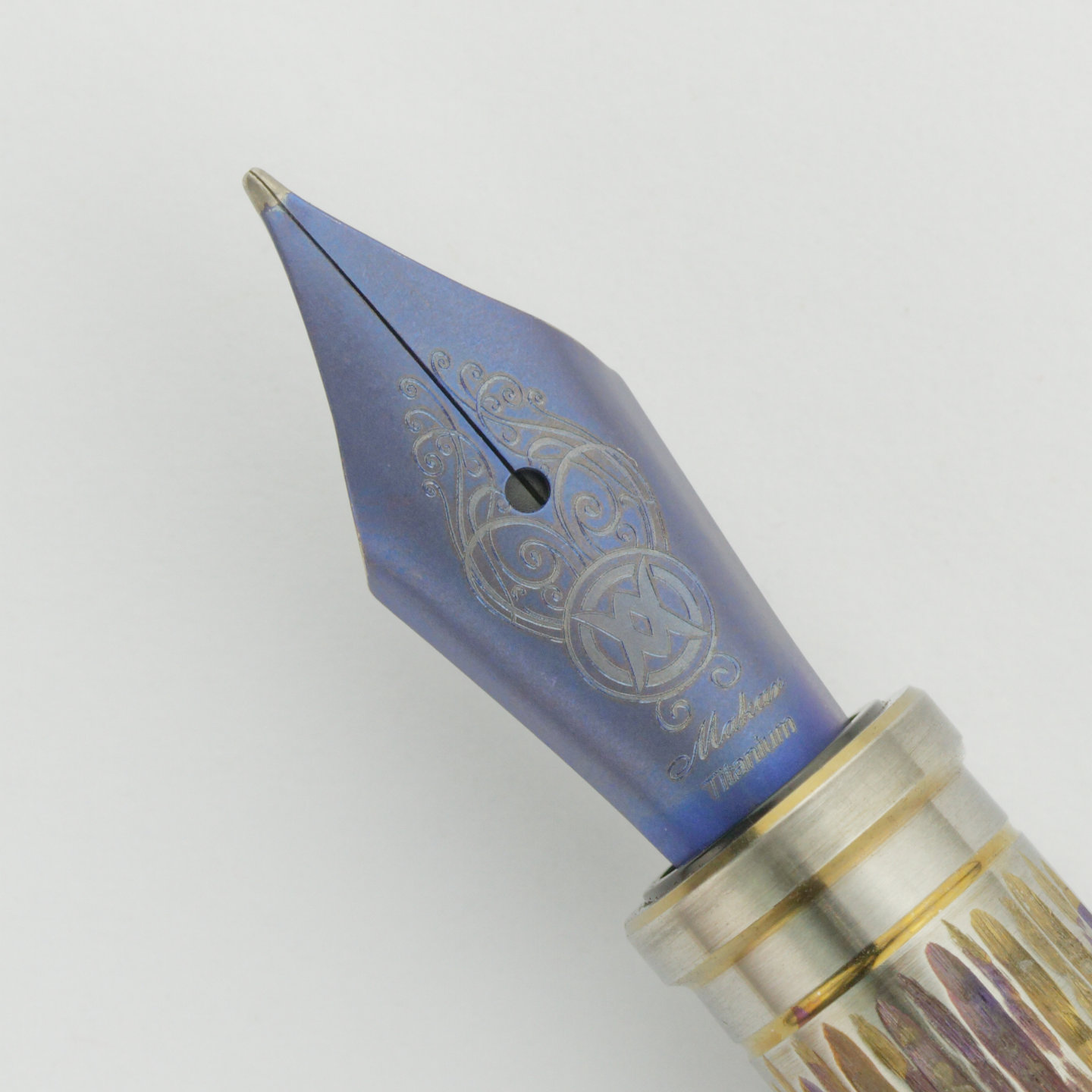Anodised and engraved Bock #6 Titanium Fine nib