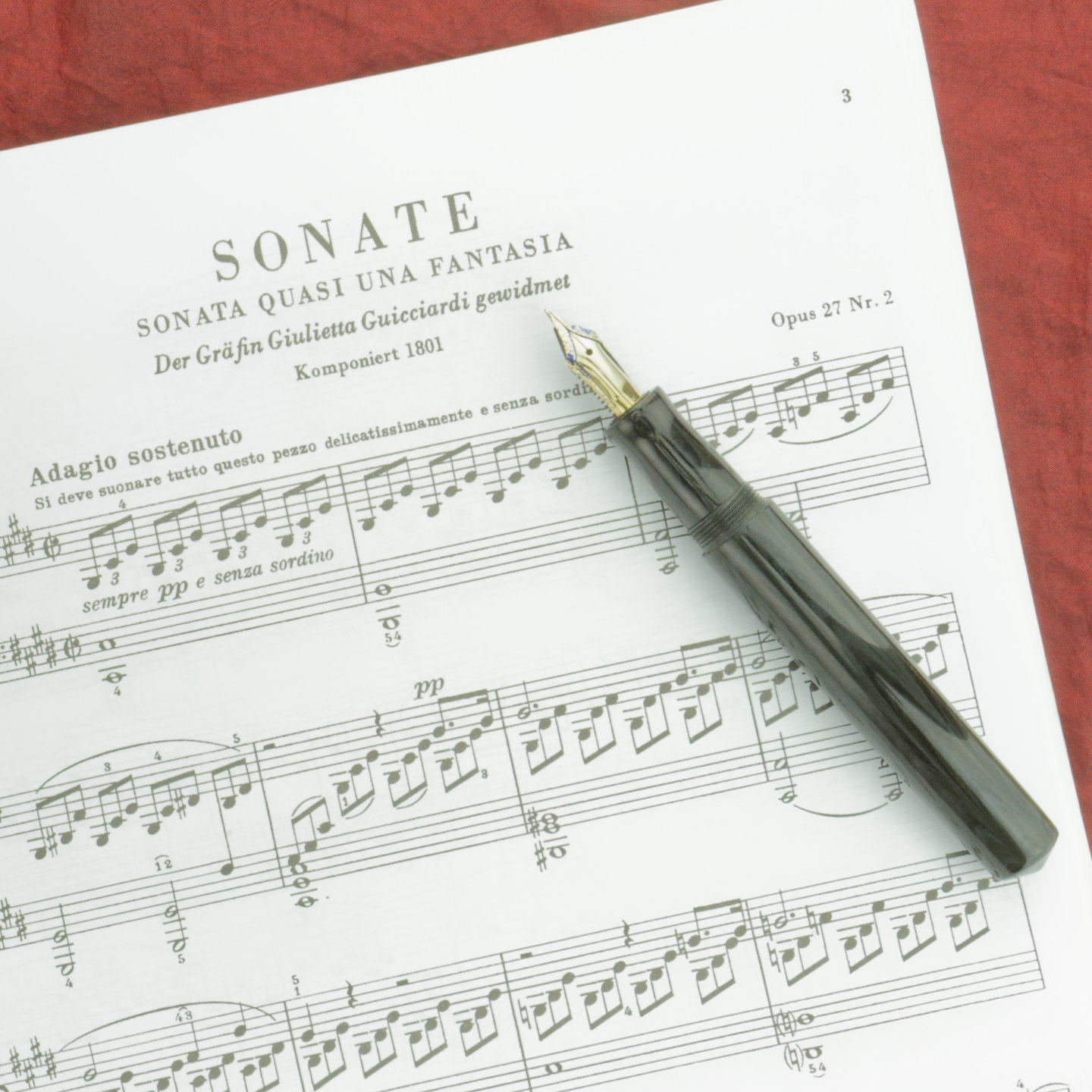 Gold nib contrasting black ebonite body in the Moonlight