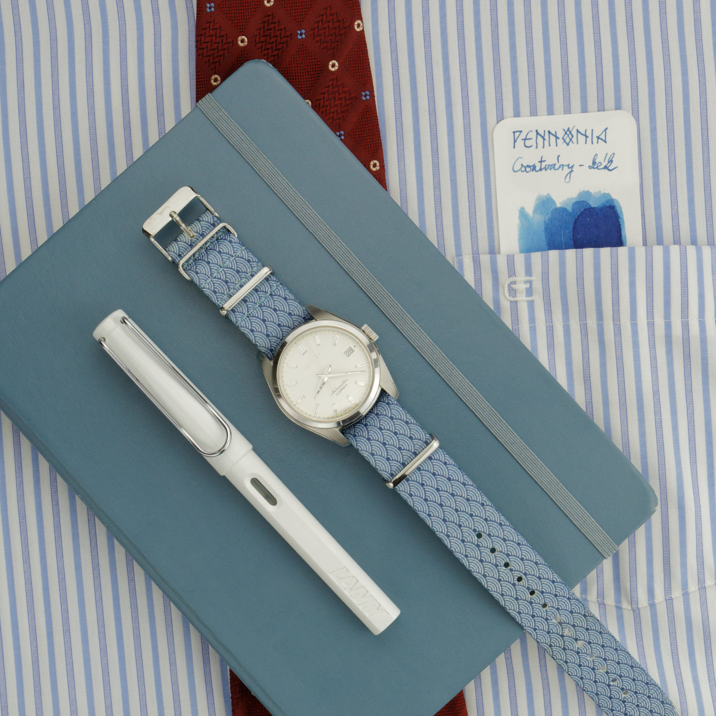 My trusty Safari, Leuchttrum notebook and Seiko SARB035